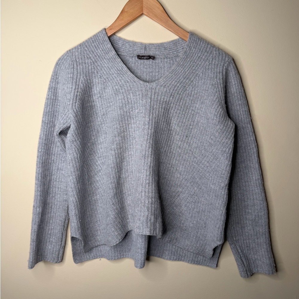 J.McLaughlin Cashmere Wool Blend Grey Scoop Neck Oversized Slouchy Sweater XS